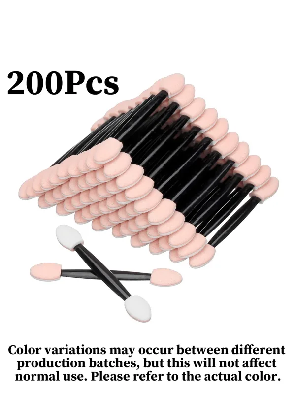 200/50/20 Double-Ended Eyeshadow Applicators Disposable Eye Makeup Brushes Double-Sided Sponge Applicators Suitable for Women and Girls (Black Nude White) — image 8