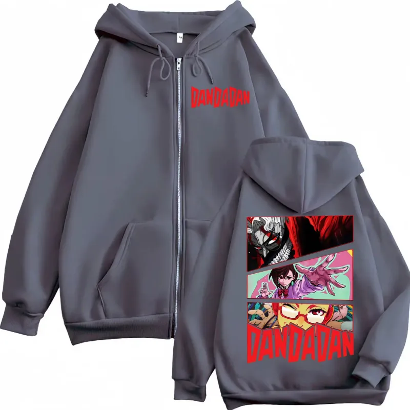 Dandadan Cartoon Graphic Zipper Hoodies Japanese Anime Style Zip Up Hooded Sweatshirts Men Women Fashion Y2k Oversized Pullovers — image 4