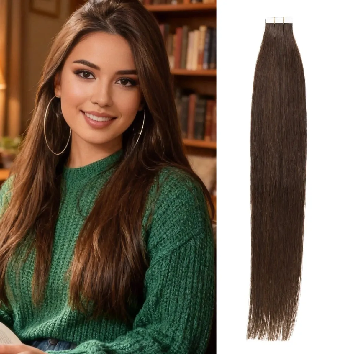 20 Pcs Real Human Hair Tape ins Extensions Straight Double Side Tape in Hair Extensions Highlight Tape in Remy Hair Extensions