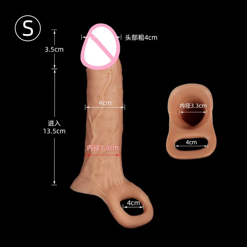 Penis Training Realistic Dual Density Silicone Penis Sleeve Cock Ring Extender Male Sex Toy Dildo Cock Sleeve for Erection — image 8