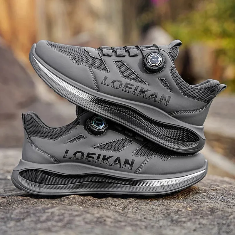 Men Rotary Buckle Running Sneakers Breathable Mesh Lightweight Cushion Sole Non Slip Daily Walking Shoes 2 Colors — image 3