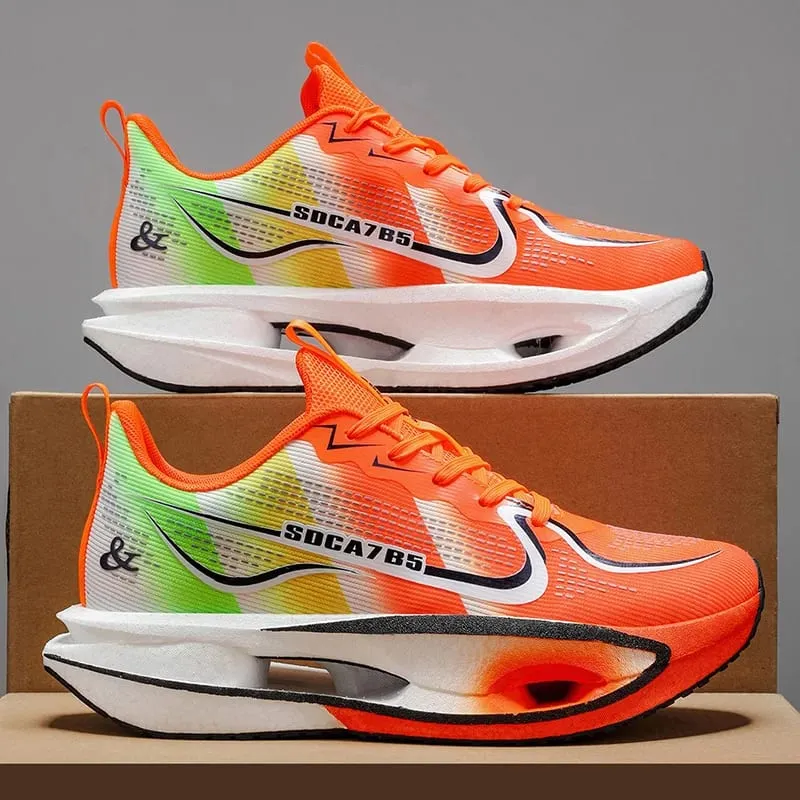 Unisex Lightweight Breathable Running Shoes - Cushioning and Wear-Resistant Technology White/Blue/Orange Color Combination Low-Top Mesh Design Suitable for Marathon Sprint and Casual Wear - All-Season Sneakers with Flexible Rubber Sole — image 2