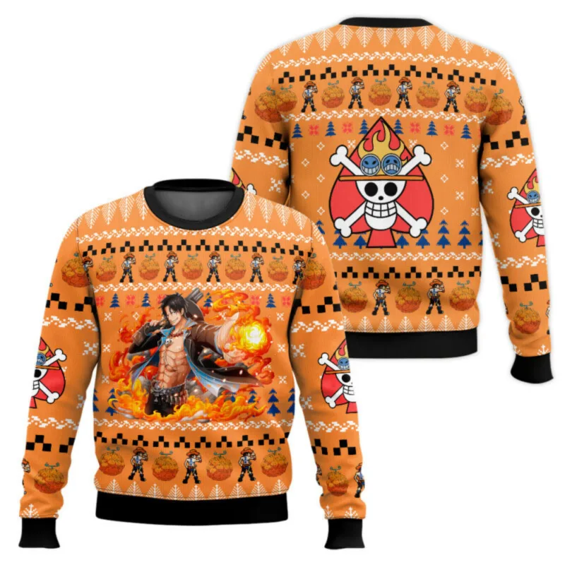 New sweater, Japanese anime, Luffy, Robin, Bandai, One Piece, 3D hoodie, Christmas sweatshirt, men's round-neck T-shirt