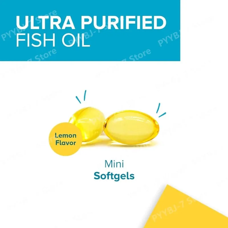 Fish Oil Omega 3 Mini Softgels 1000mg EPA + DHA Ultra Pure Supplements Heart Health Support Easy To Swallow Minis 180 Count — image 6