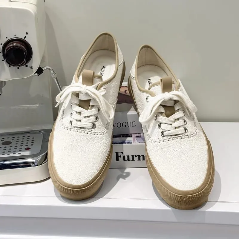Men Board Shoes Spring Summer Casual Sneakers Moc Toe Stitching Detail Retro Flat Sole Canvas Texture Commute Footwear — image 2