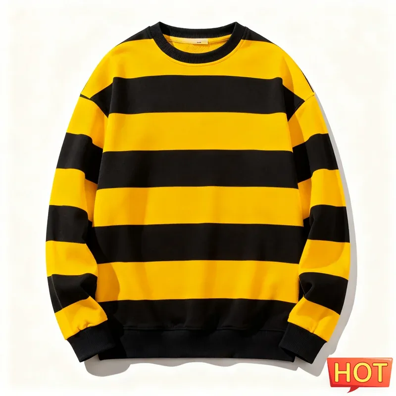 Retro Striped Graphic Sweatshirts For Men Simple Casual Long Sleeve 3D Printed Ugly Sweatshirt Loose Breathable O Neck Pullovers — image 10