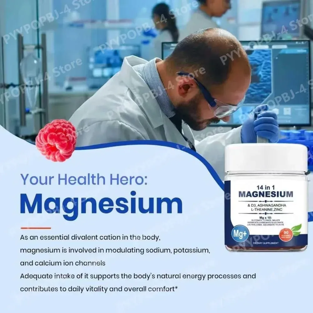 Magnesium Complex 14 in 1 Gummies with Ashwagandha L Theanine D3 Zinc Daily Nutrition Supplement Sleep Calm Support — image 6