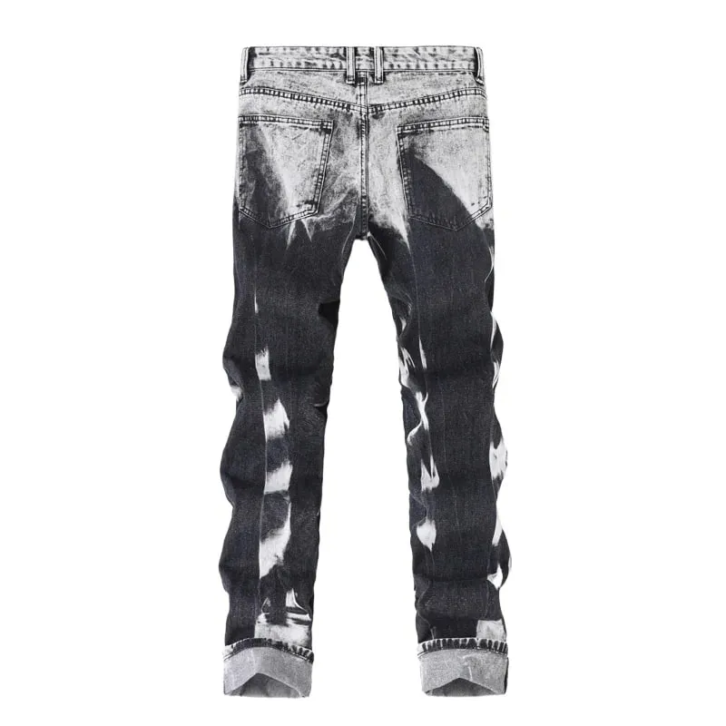 New Patchwork Ripped Jeans Men's Slim Fit Moto Biker Fashion Denim Trousers Vintage High Street Black Casual Pants Street Wear — image 3