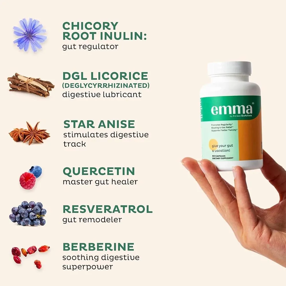 Emma Gut Health Relief Supplement | 60 Digestive Capsules For Women & Men | Helps Ease Bloating & Digestion — image 4