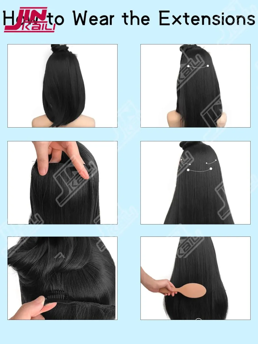 JKL Long Hair Extension Pieces Realistic Volume Boost Invisible Traceless Three Piece Set Asian Synthetic Hair Extensions — image 7