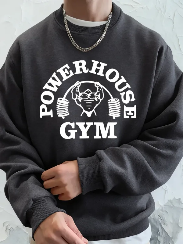 Powerhouse Gym Letter Printing Men Sweatshirts Winter Fleece Warm Hoodie Korean Loose Crewneck Pullovers Hip Hop Male Clothes — image 20