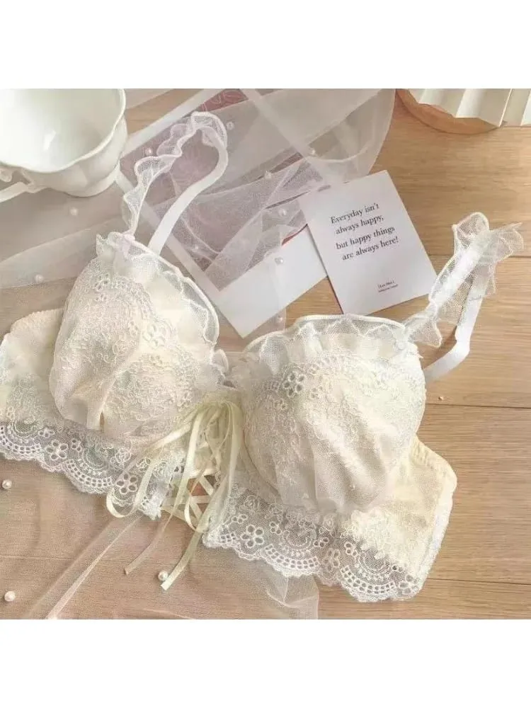 Japanese Style Lace Bralette Set Sexy Cute Underwear with Steel Ring for Small Breasts Push Up Bra & Panty Set Hot Sale Now! — image 2