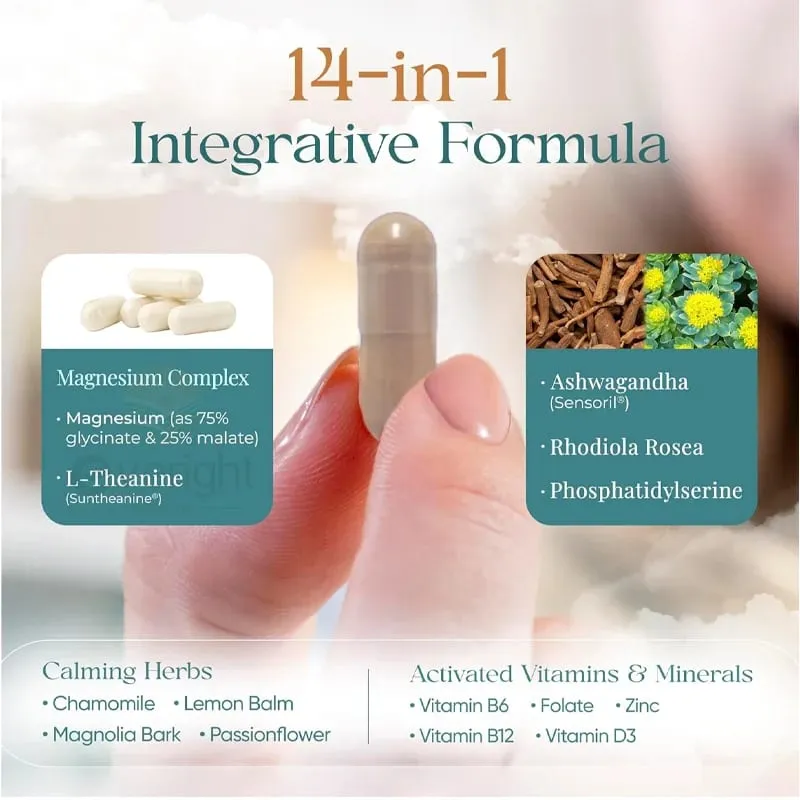 Kortisoltillskott med Ashwagandha L-Theanine & Magnesium Glycinate – 14-i-1 för stresslindring humörbalans och sömnhälsa — image 6