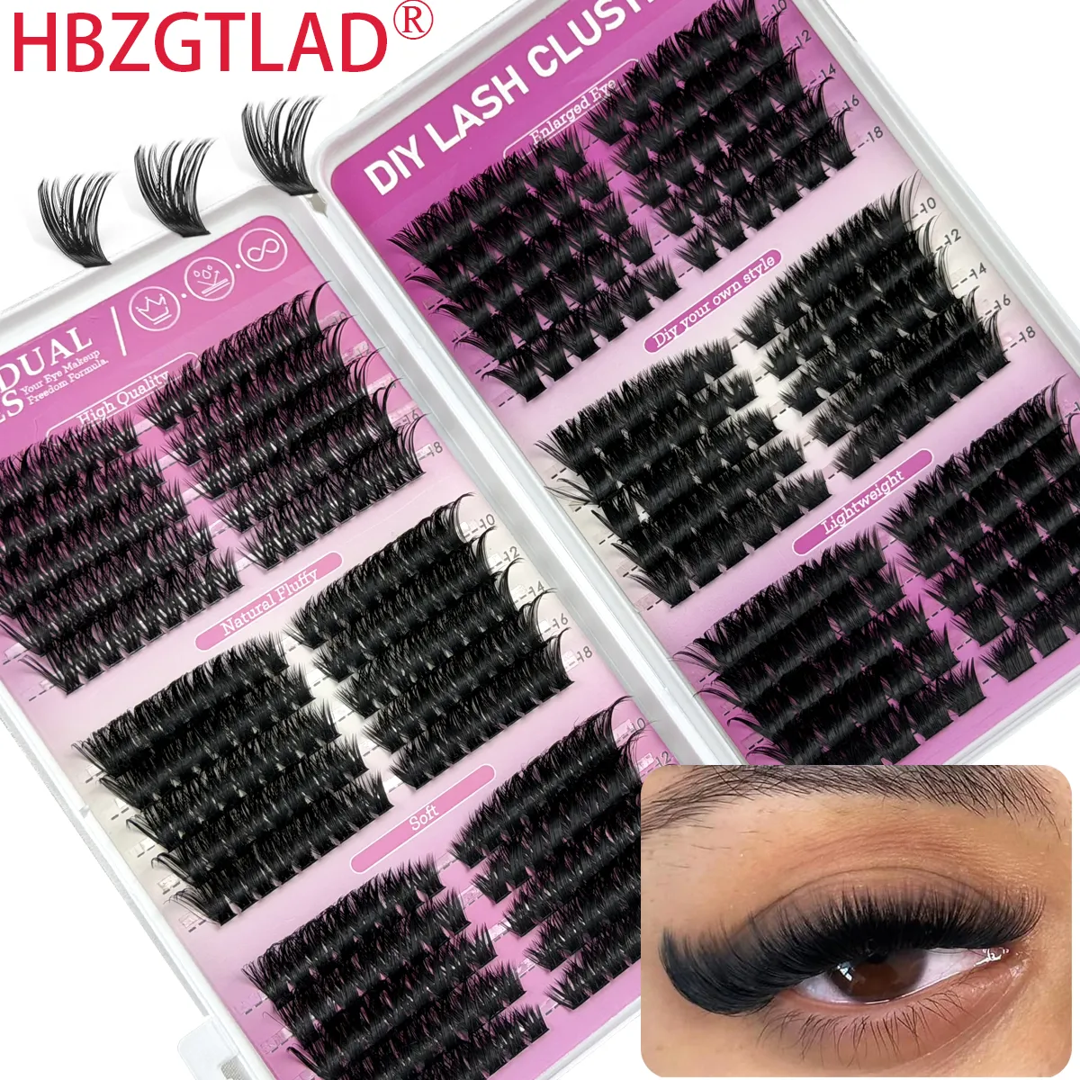 Fluffy Cluster Lashes 3 IN 1 Lash Clusters Extension Cat Eye Lashes&Bottom Lashes Mixed Tray Individual Eyelashes — image 2