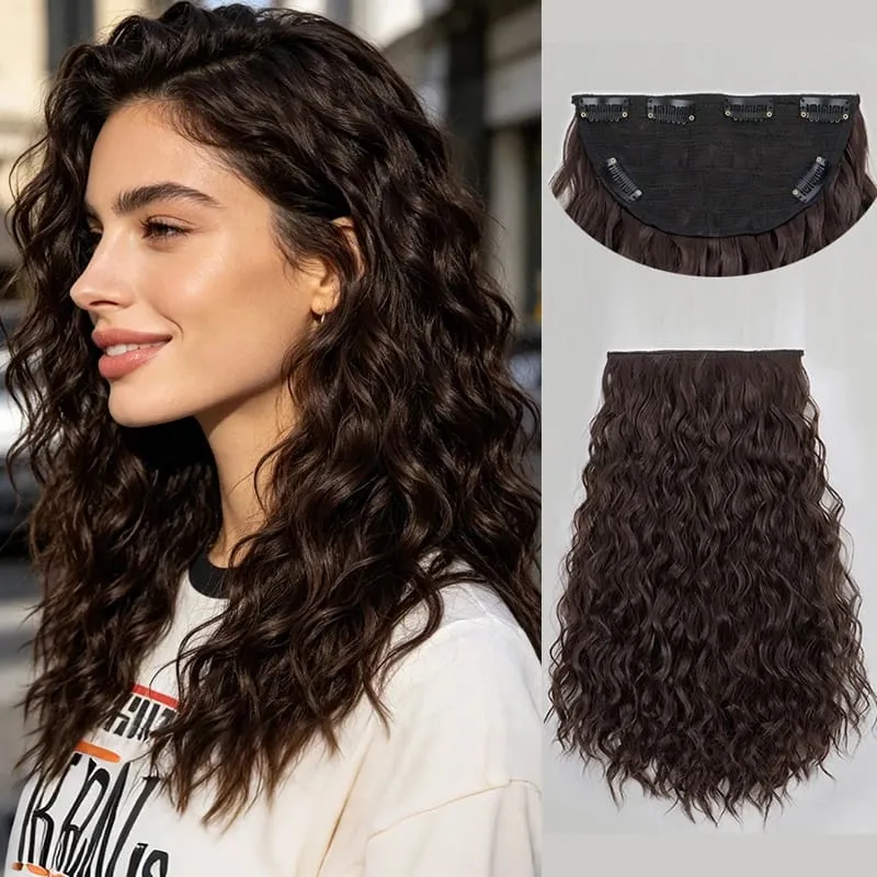 18Inch Synthetic Long Curly Wave Hair Extensions 6 Clip Heat Resistant Silky Hairpiece For Women Daily Party Use — image 9