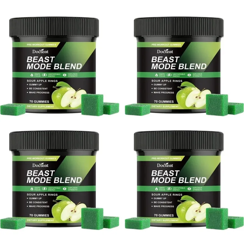 Docteat Beast Mode Blend Pre Workout Gummies Energy Focus & Endurance Support for Strength Training & Active Gym Days 70 Count — image 10