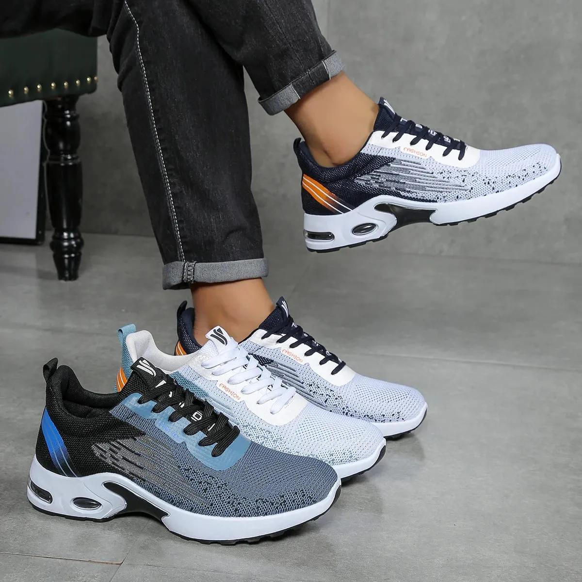 Men's Breathable Lace-Up Running Shoes Fei-Woven Mesh Casual Shoes Comfortable Air-Cushioned Men's Shoes Free Shipping Shoe — image 6