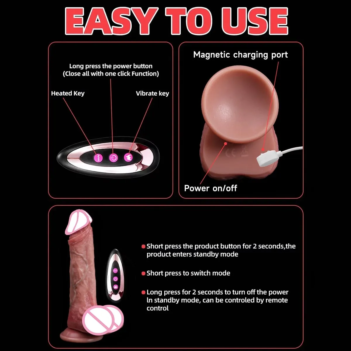 Realistic Soft Silicone Dildo with Suction Cup Vibration Heating For Women Masturbation G-spot Adult Sex Toys Anal Stimulation