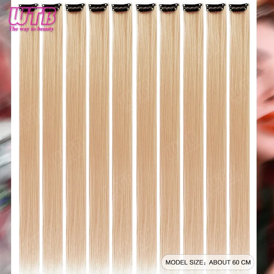 10Pcs Colored Synthetic Extension Wigs BB Clip Style Straight Hair Extensions Suitable for Women to Wear at Holidays and Parties — image 4