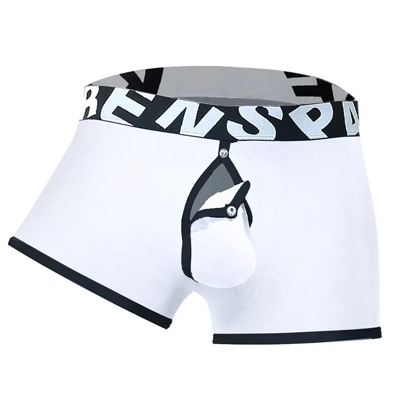 Mens Sexy Boxer Underwear Open Back Underpants Removable U Convex Pouch Panties Middle Waist Knickers — image 2