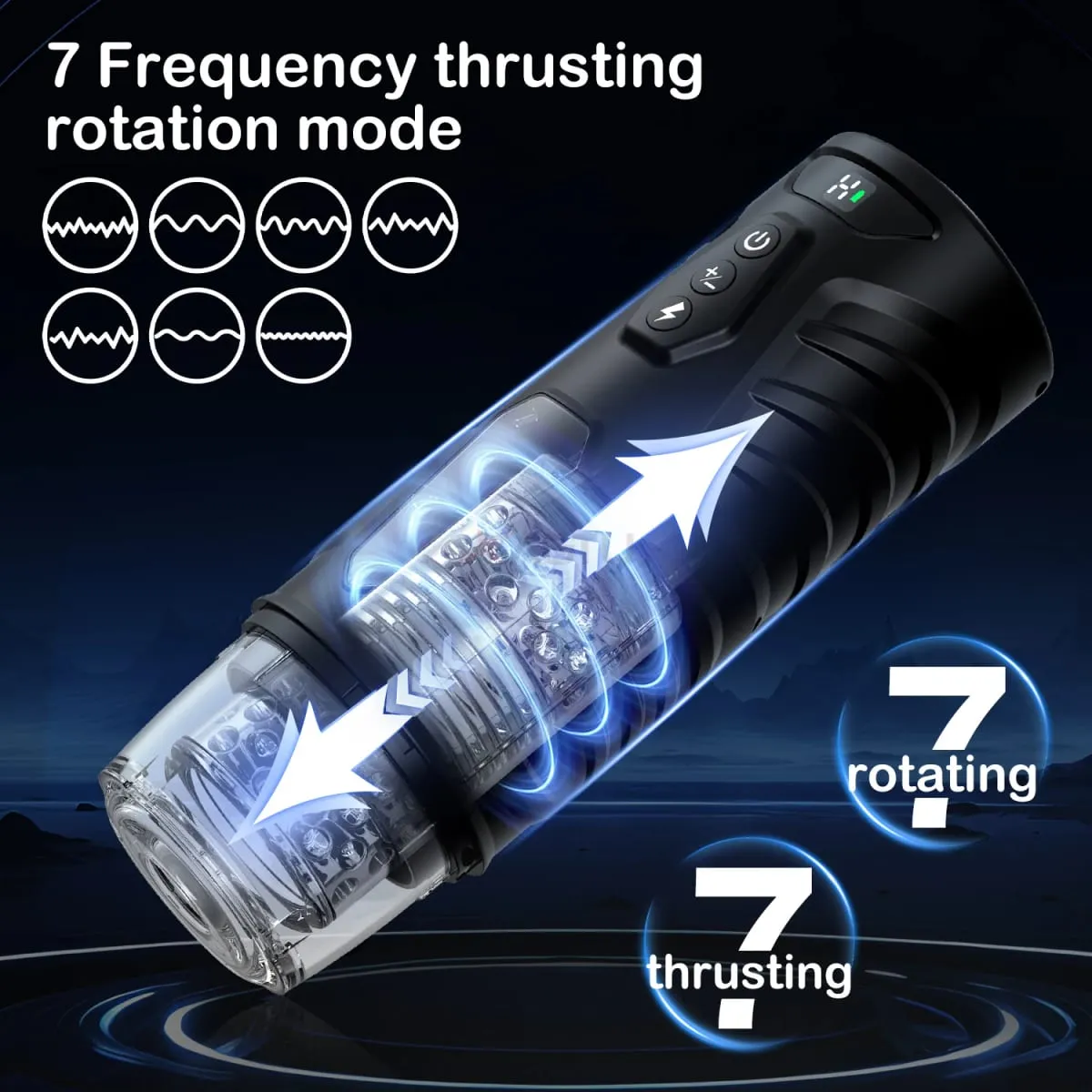 Male Masturbator Sex Toys for Men Male Sex Toy with 7 Thrusting 7 Rotating Pocket Pussy Hands Free Sex Machine LCD Display 18+