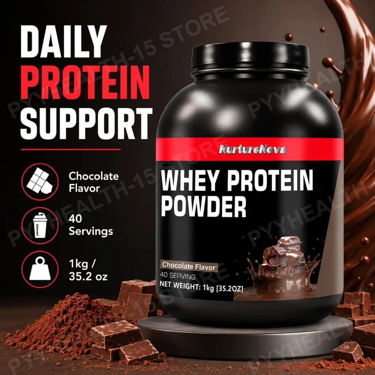 NurtureNova Whey Protein Powder Build Muscle Sport Support Vanilla Flavor Strawberry Chocolate Matcha Banana Lemon 40 Servings — image 6