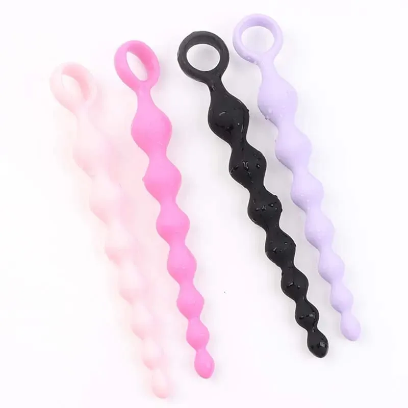 Soft Silicone Anal Dildo with Heart Beads Big Balls G-Spot Stimulating Butt Plugs for Couples Adult Sex Toy Sexy Anal Plug