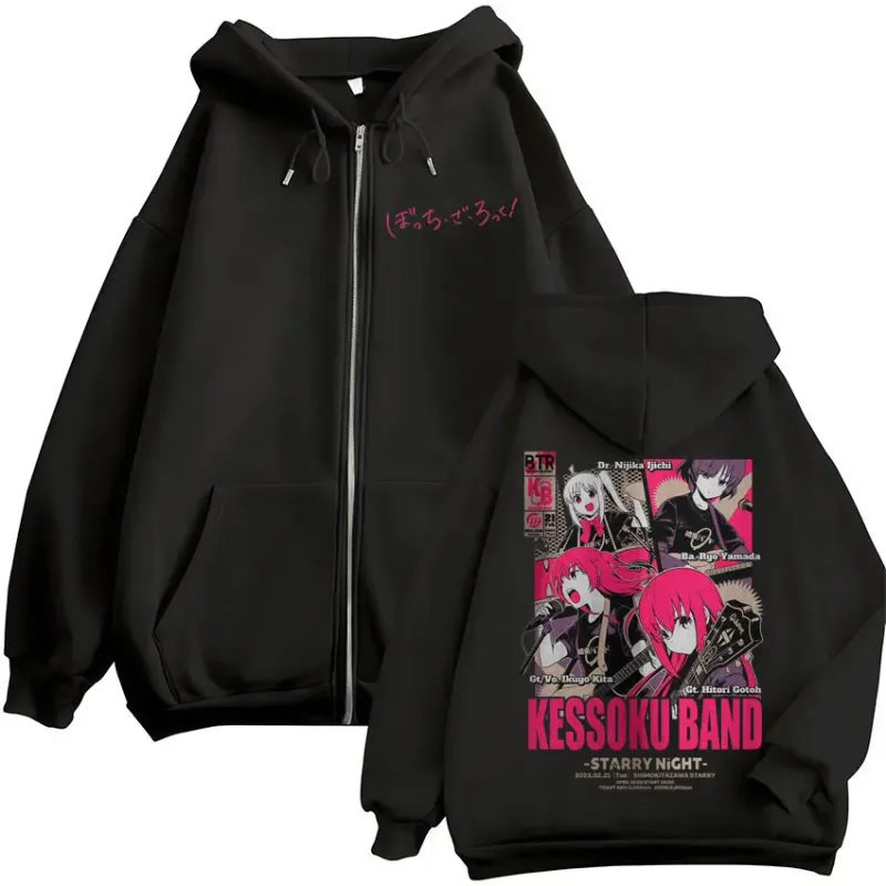 Anime Bocchi The Rock Zipper Hoodies Hitori Gotoh Yamada Ryo Kita Ikuyo Ijichi Nijika Zip Up Sweatshirts Men Women Pullover Coat — image 7
