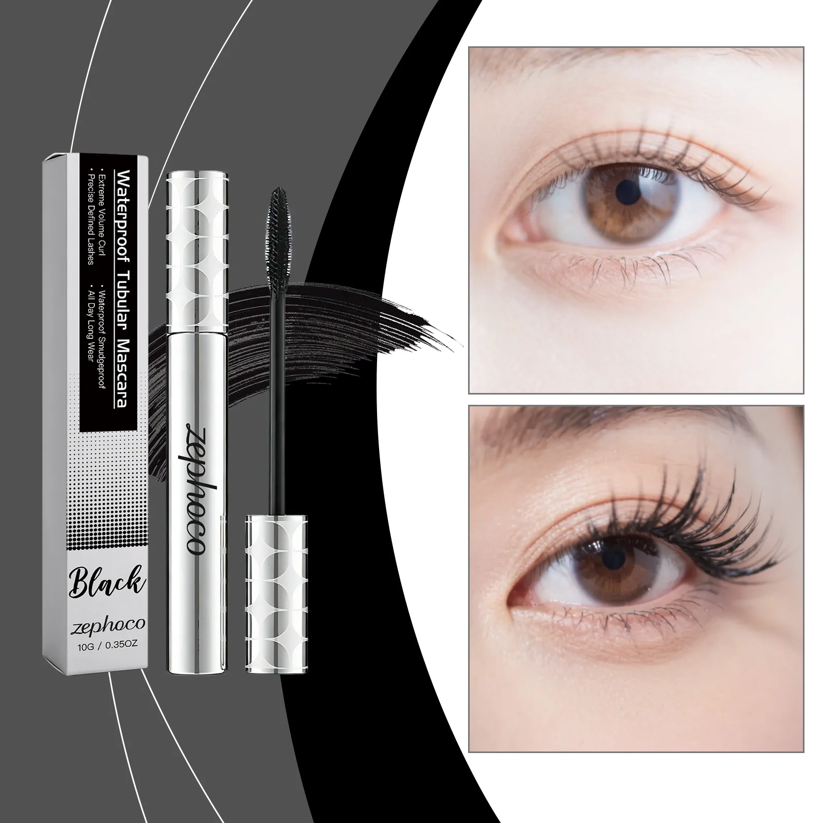 3D Black / Brown Mascara Waterproof Curled Eyelashes Fast Dry Eye Lashes Brush Beauty Makeup Beauty Lengthening Eye Cosmetics