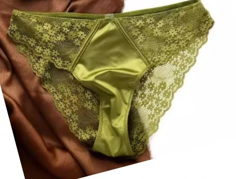 Sexy Satin Half Cup Bra Set with Steel Ring Thin Comfortable Upper Support Green Lace Edge Glossy Lingerie for Women — image 12