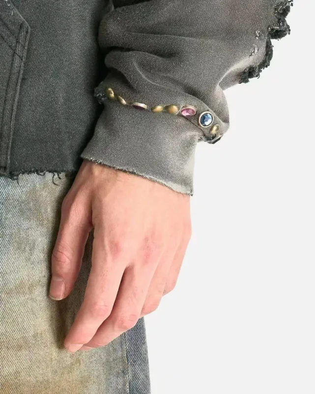 N Brand 26SS”DESTRUCTO' STUDDED WASHED“ Distressed High-Street Hip-Pop Cotton Oversized Hoodies Sweater For Men — image 8