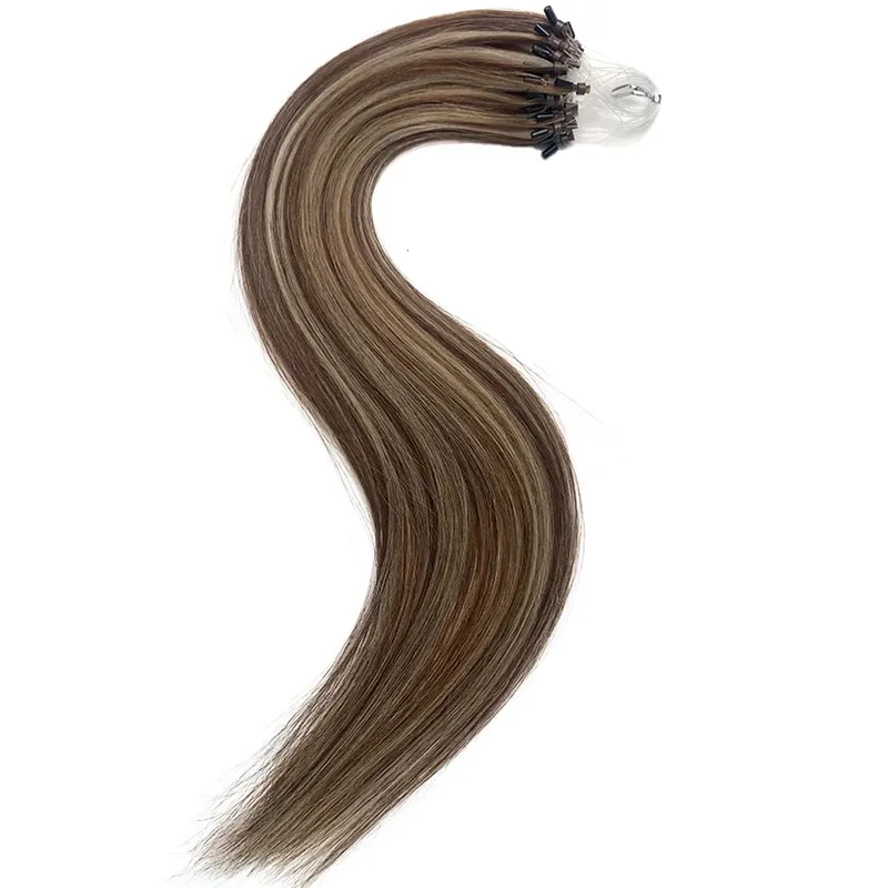 Remy Human Hair Extensions 14-24 Inch Micro Loop Ring Attachment Micro Bead Natural Looking DIY Hair Extension