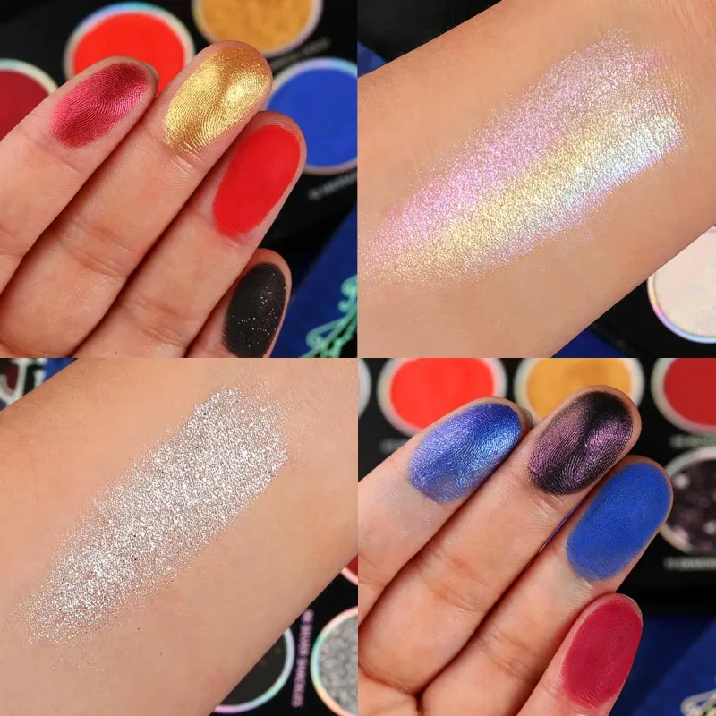 Eyeshadow Palette 12 Colors Chameleon Metallic Silver Shimmer Black Goth Clown Halloween Long Wear Vegan Eye Makeup 17g — image 3