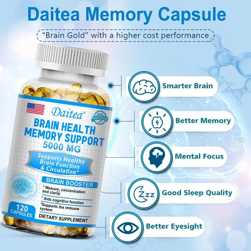 Brain Health Nootropic Capsules 5000mg Boost Memory Focus & Clarity Cognitive Function & Blood Circulation Mental Performance — image 3