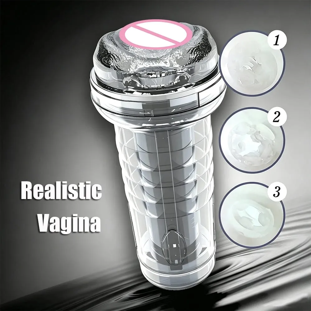 Transparent Cup Artifical Vaginal Real Pussy For Men Penis Exerciser Medical Penis Pump Cock Enlarger Sex Toys Male Masturbator — image 3