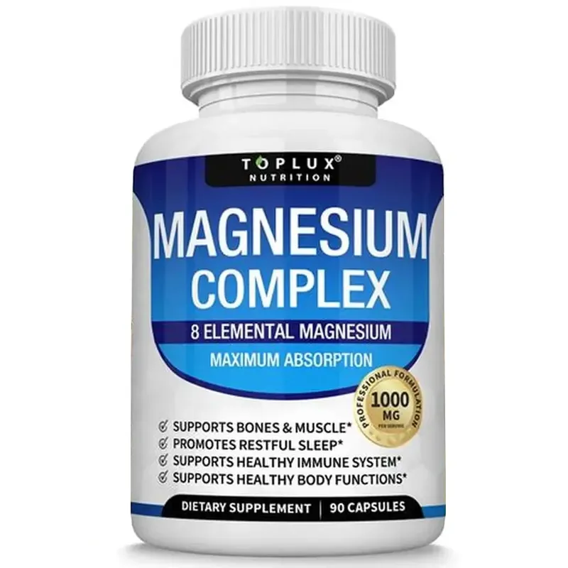 Magnesium Complex Supplement 1000mg - Magnesium Glycinate Citrate Malate Taurate for Bones Muscle Energy 90 Vegan Capsules