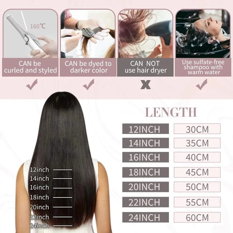 Ugeat Flat Tip Hair Extensions Human Hair Pre-bonded Hair Extensions 14-24" Keratin Flat Human Hair Balayage Farve Hår 1g/1s — image 6
