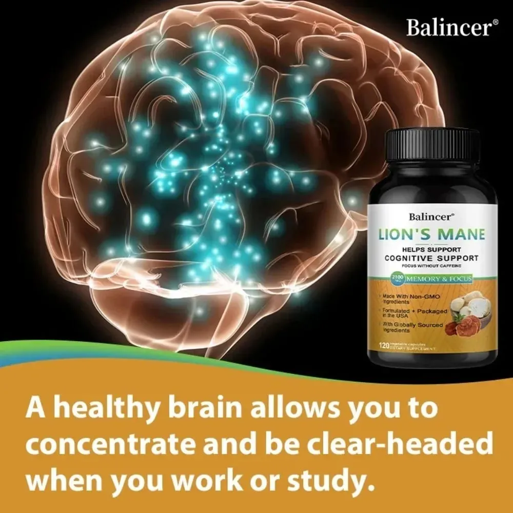 Lion's Mane Mushroom Supplements - Supports Brain Health Cognitive Clarity Improved Focus and Enhanced Energy — image 3