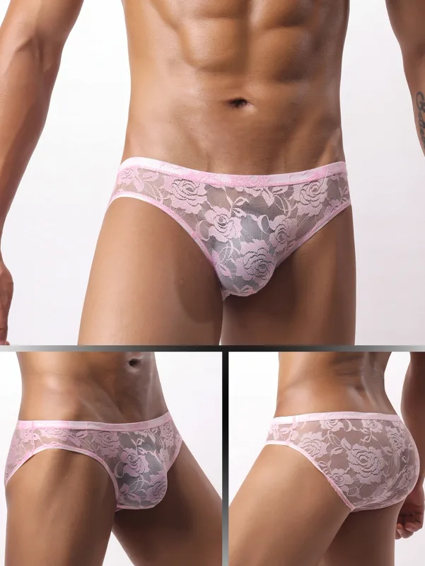 4pcs Sexy Men's Briefs Soft Breathable Lace Underwear Men's Hot Hips Transparent Jockstrap Sexy Colorful Undies Cueca E114 — image 9