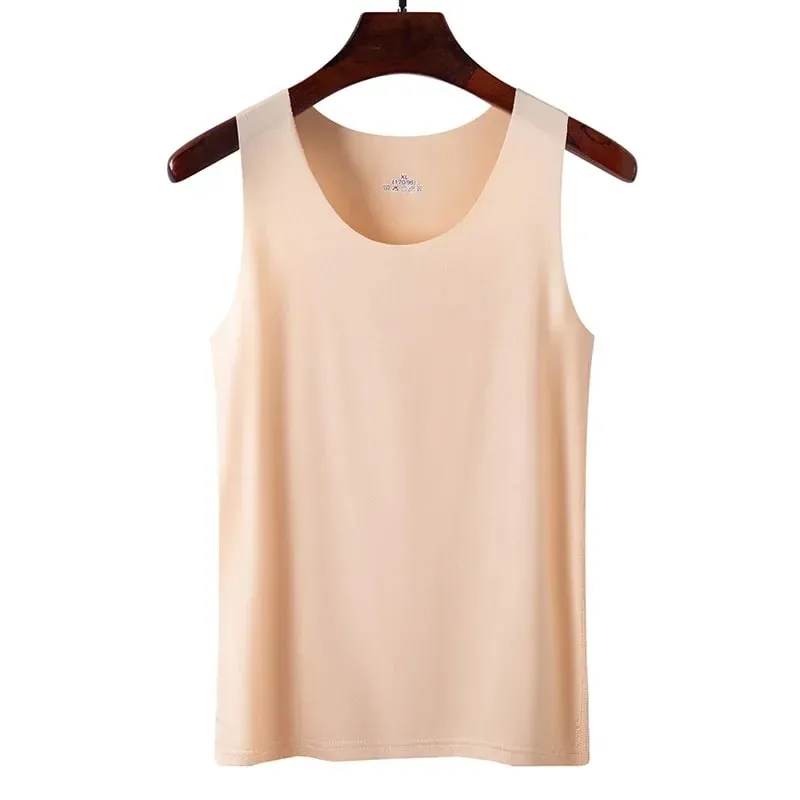 Summer Women Tank Tops Ice Silk Seamless Vest Female Thin Breathable Sleeveless Shirts Slim Camisoles Undershirts Black M-4XL — image 12