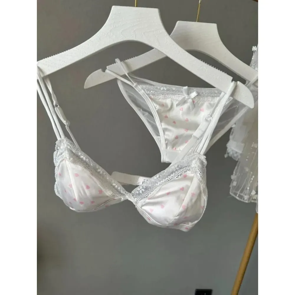 Sujetador triangular encaje satén estilo francés sin varillas transpirable realce lateral para busto pequeño lencería femenina — image 1