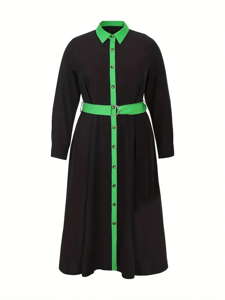 Plus Size Women's Elegant Dress: Elegant Sleeveless Front-tie Button Closure Stand-up Collar Perfect For Graduation Season — image 2