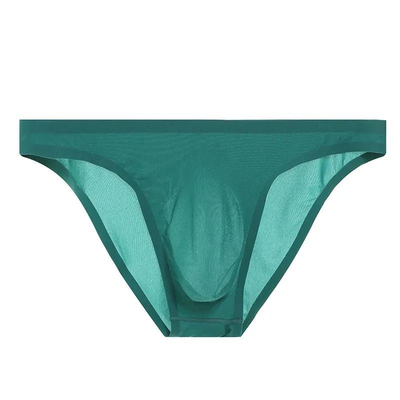 Sous-vêtements Ultra-minces sans couture en soie glacée pour hommes, slip Transparent à séchage rapide, pochette Sexy, culotte respirante sans couture — image 25