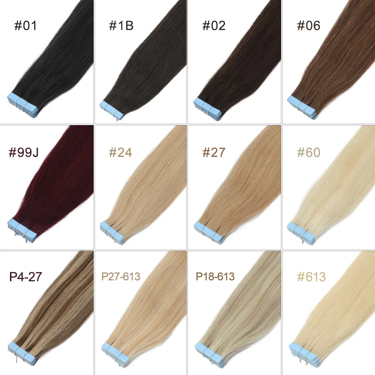 20Pcs/Pack Tape In Human Hair Extensions Suitable for Women with Invisible Adhesive Tape Ins Seamless Straight Hair for Volume & Length