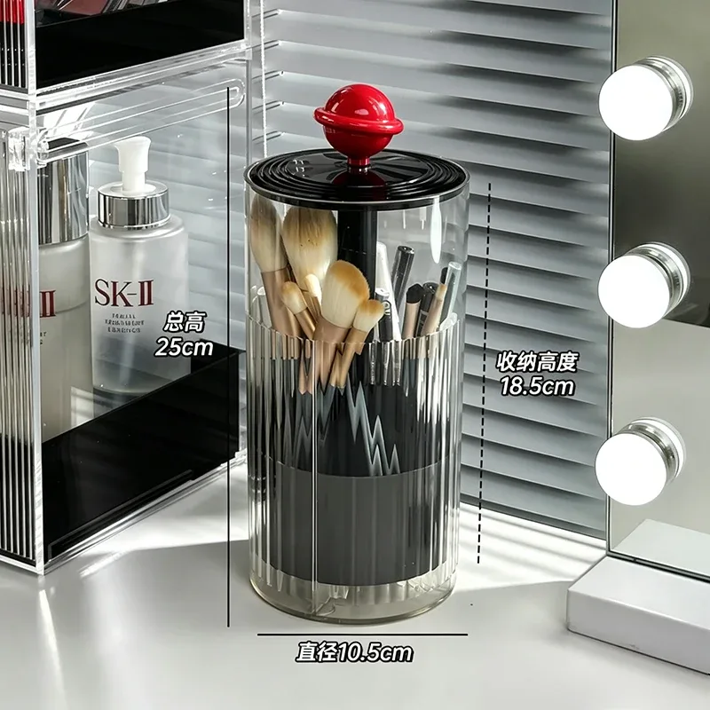 Automatic Lifting Makeup Brush Holder Dust Proof Cosmetic Organizer Luxury Desktop Storage Container Makeup Brushes Pens Holder — image 8