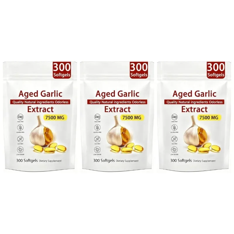 Aged Garlic Extract Softgels Odorless Immune Balance Support Antioxidant-Rich Daily Formula 7500 Mg Heart Vitality 300 Softgels