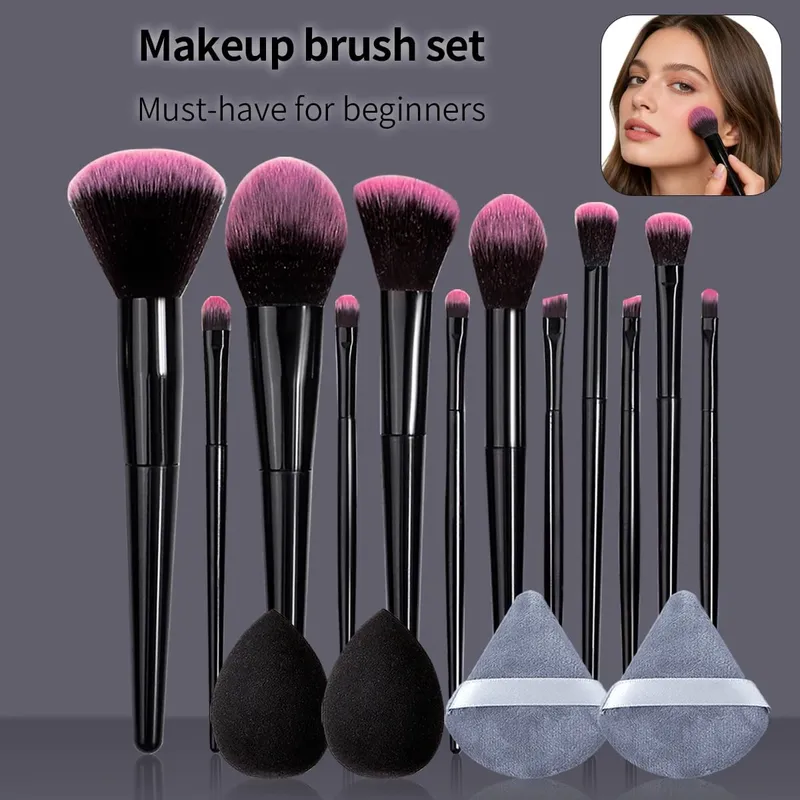 16PCS Professional Makeup Brush Set - Soft Fluffy Cosmetic Brushes for Foundation Powder Eyeshadow & Blending Beauty Tools