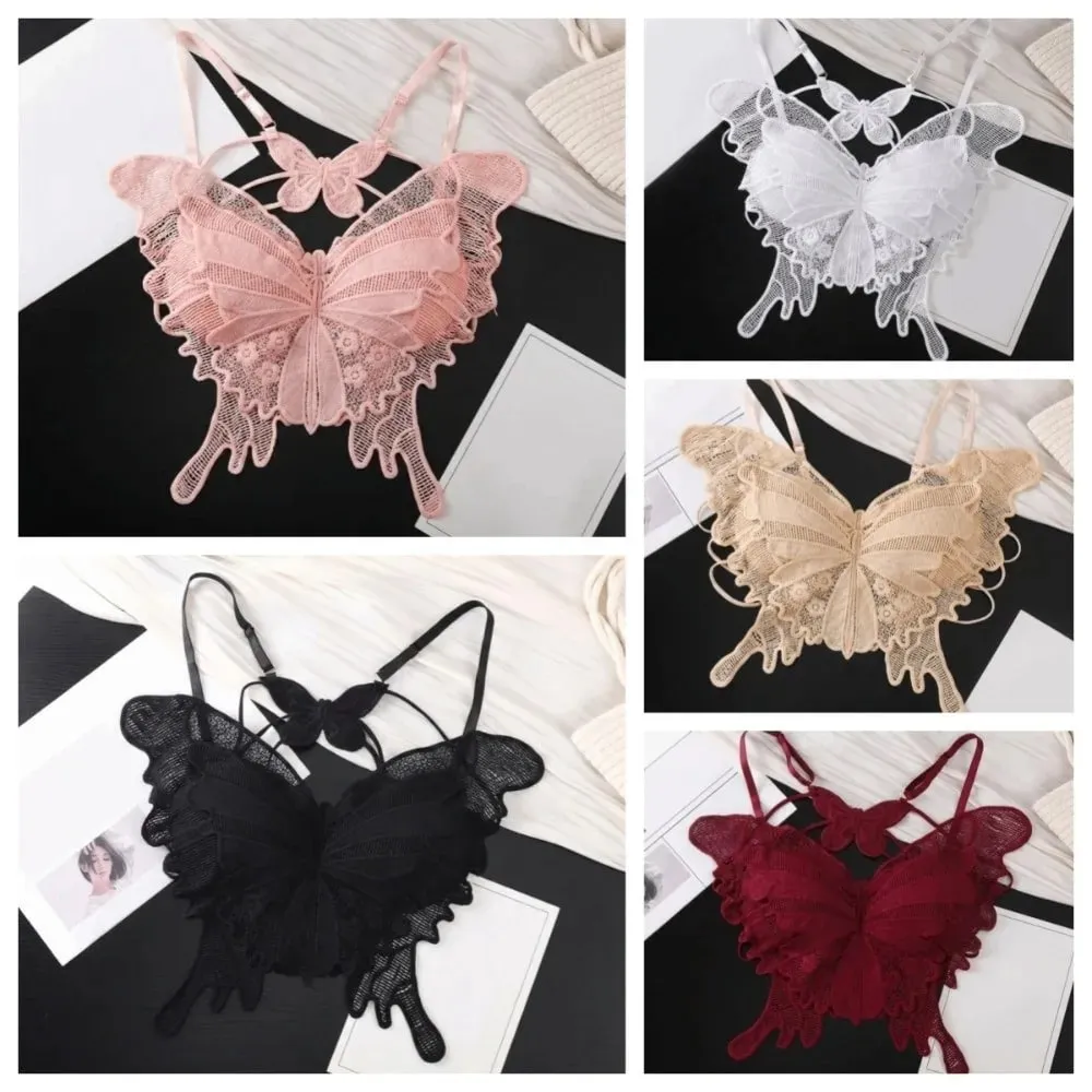 Fashion Backless Butterfly Bras Padded Slim Fit Lace Camisole Flower Korean Style Hollow-out Vest Tops Streetwear — image 7