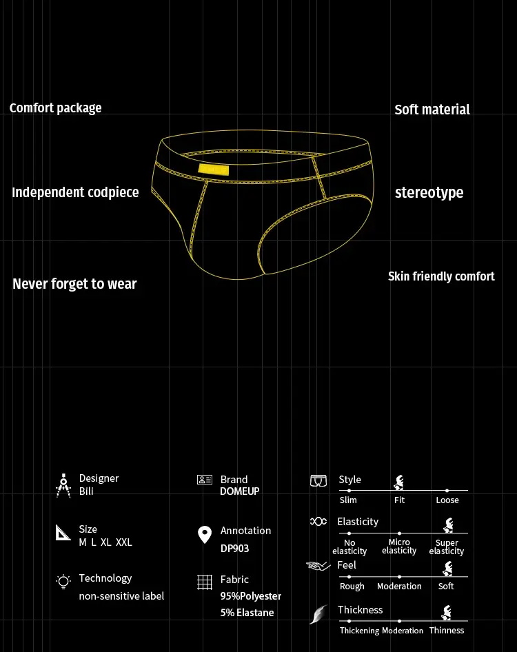 Men's Soft Solid Bikini Briefs, Elastic Wide Waistband 3D Support Pouch, Skin-Friendly Breathable Daily Casual Underwear — image 3