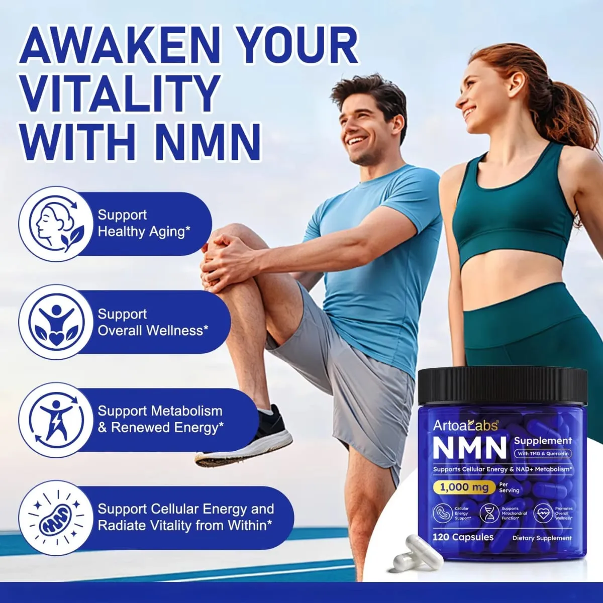 NMN Capsules NAD+ & Cellular Energy Support with TMG Quercetin Resveratrol Mitochondrial Function & Antioxidant Health 120 Count — image 4